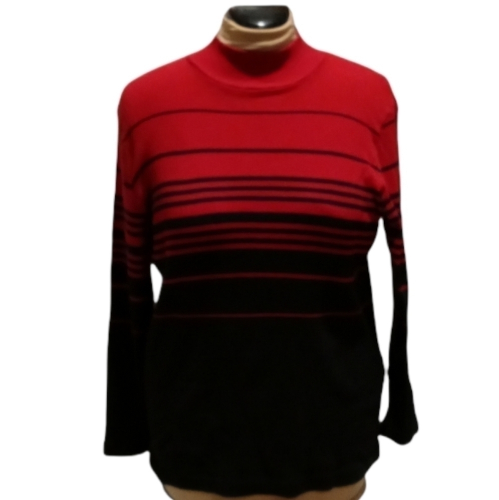 Red and black striped sweater lightweight Annex woman extra large